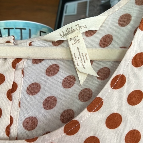 MATILDA JANE Rust/Cream Color Feeling Collegiate Babydoll Top, Size Small, GUC. - Picture 3 of 12